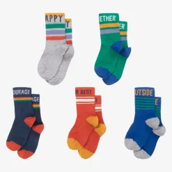 Boys Blue Cotton Knit Socks (5 Pack)