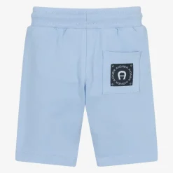 Boys Blue Cotton Logo Tape Shorts