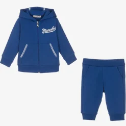Boys Blue Cotton Logo Tracksuit