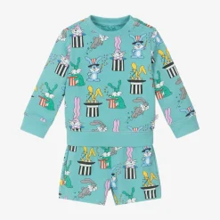 Boys Blue Cotton Magic Bunnies Shorts Set