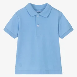 Boys Blue Cotton Piqué Polo Shirt