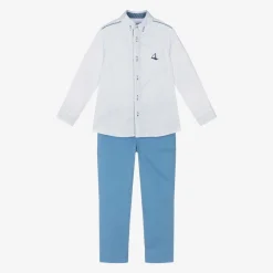 Boys Blue Cotton Trouser Set