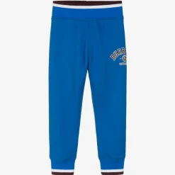 Boys Blue Cotton Varsity Joggers