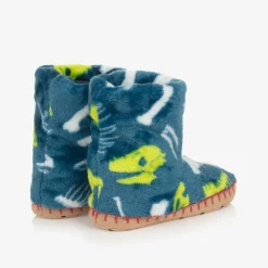 Boys Blue Dinosaur Bones Slippers