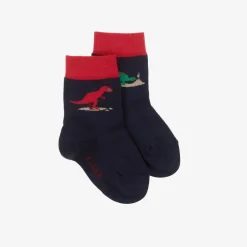 Boys Blue Dinosaur Cotton Socks