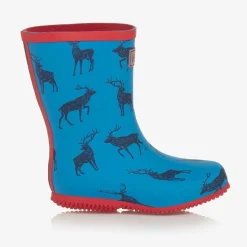 Boys Blue Elk Print Rain Boots