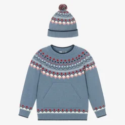 Boys Blue Fair Isle Jumper & Hat Set