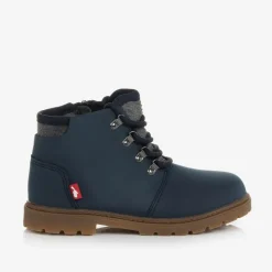 Boys Blue Faux Leather Boots
