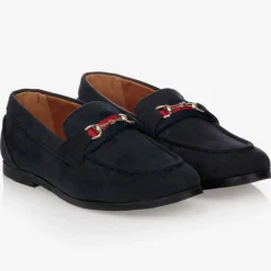 Boys Blue Faux Suede Horsebit Loafers