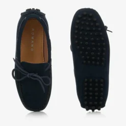 Boys Blue Faux Suede Moccasins