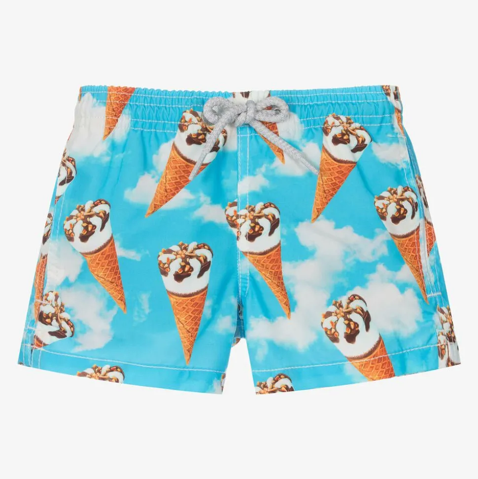 Boys Blue Ice Cream Print Swim Shorts
