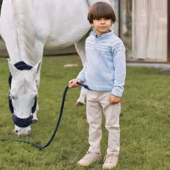 Boys Blue Knitted Fair Isle Sweater