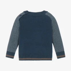 Boys Blue Knitted Teddy Bear Sweater