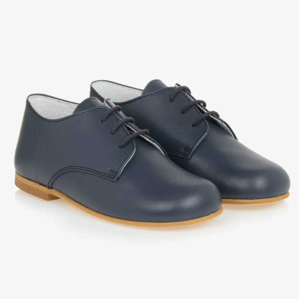 Boys Blue Lace-Up Leather Shoes