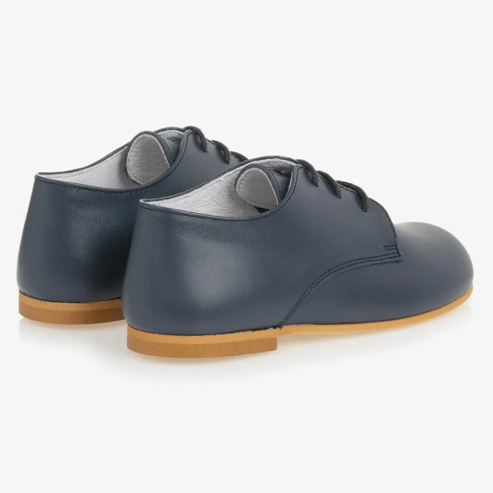 Boys Blue Lace-Up Leather Shoes