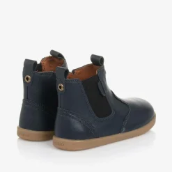 Boys Blue Leather Ankle Boots