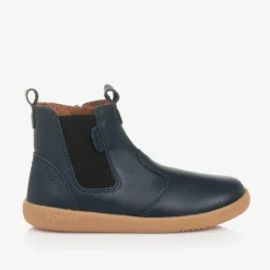 Boys Blue Leather Ankle Boots