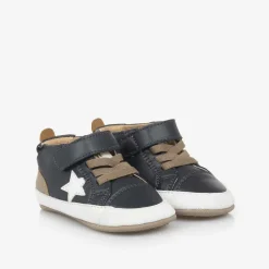 Boys Blue Leather First Walker Shoes