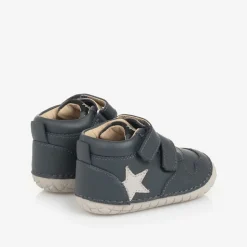 Boys Blue Leather First Walker Shoes