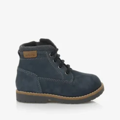 Boys Blue Leather Lace-Up Boots