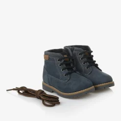 Boys Blue Leather Lace-Up Boots
