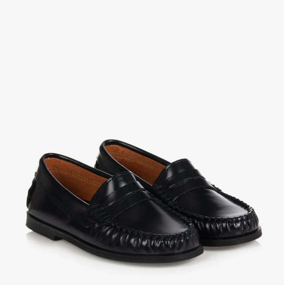 Boys Blue Leather Loafers