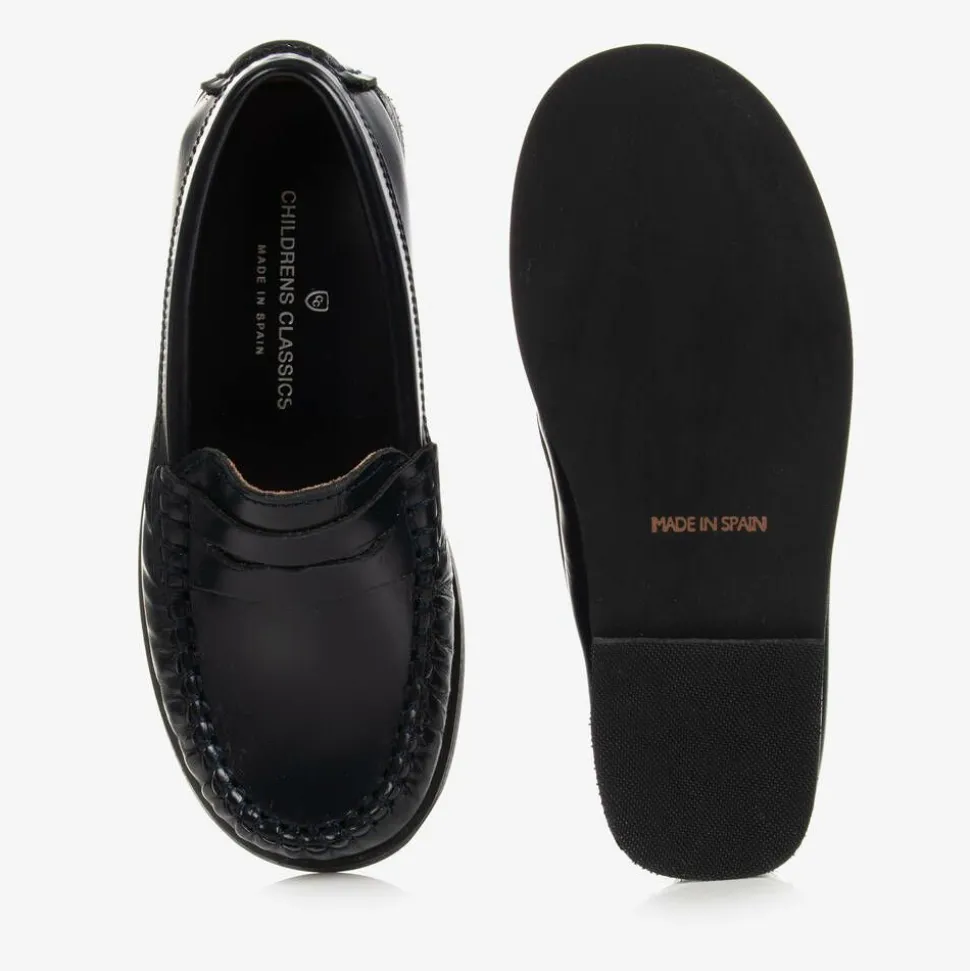 Boys Blue Leather Loafers