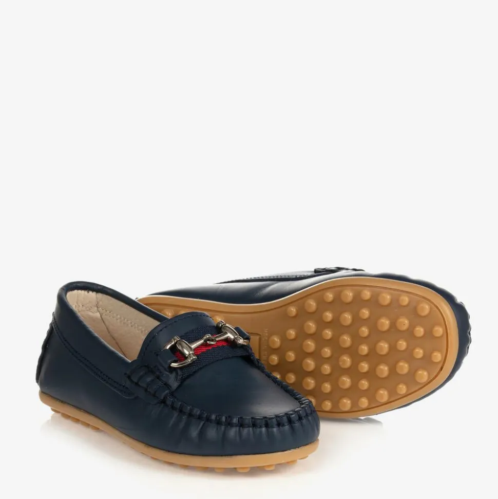 Boys Blue Leather Moccasins