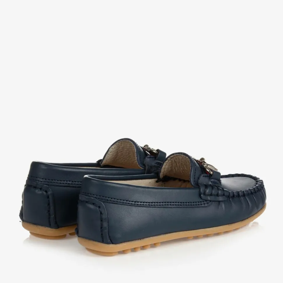 Boys Blue Leather Moccasins
