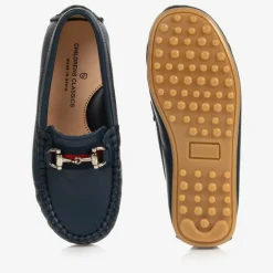 Boys Blue Leather Moccasins