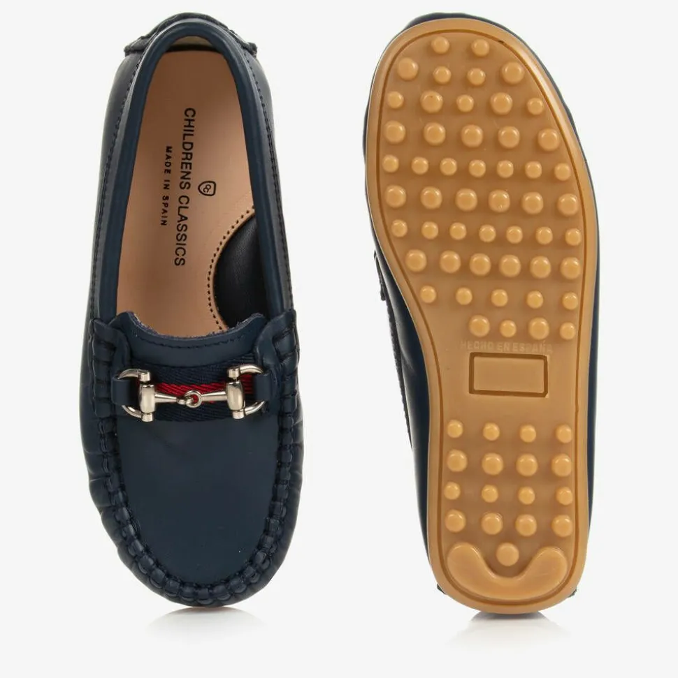 Boys Blue Leather Moccasins