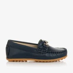 Boys Blue Leather Moccasins