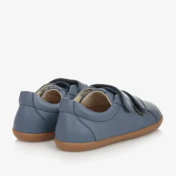 Boys Blue Leather Velcro Trainers