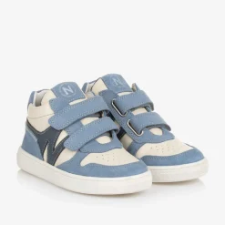 Boys Blue Leather Velcro Trainers
