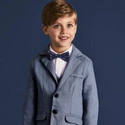 Boys Blue Linen Waistcoat Suit