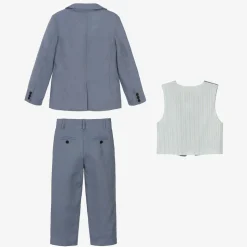 Boys Blue Linen Waistcoat Suit