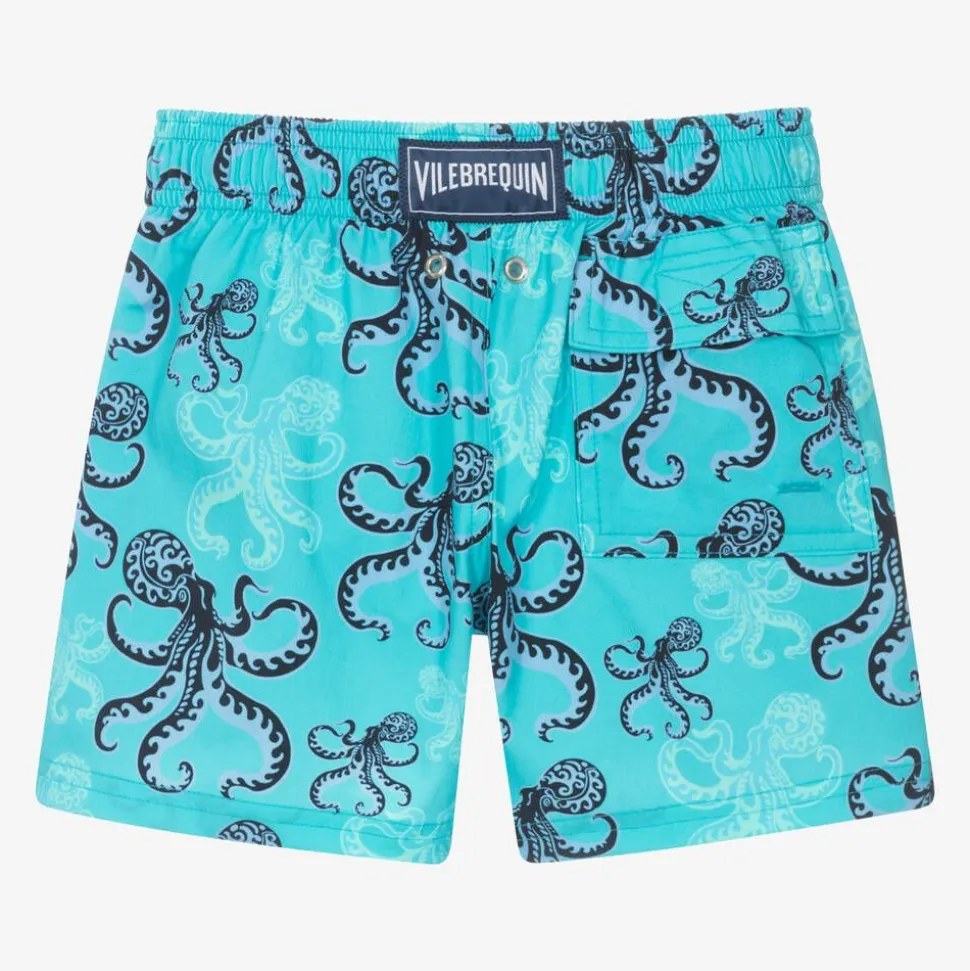 Boys Blue Octopus Print Swim Shorts