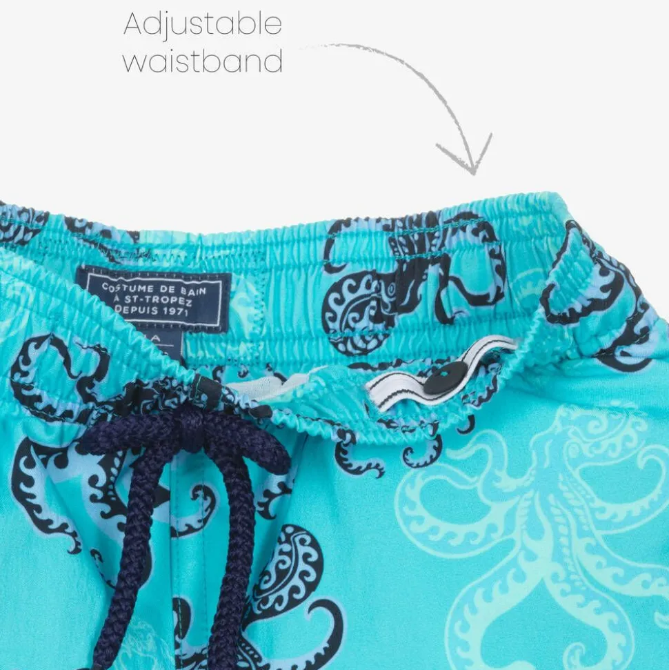 Boys Blue Octopus Print Swim Shorts