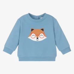Boys Blue Organic Cotton Fox Sweatshirt