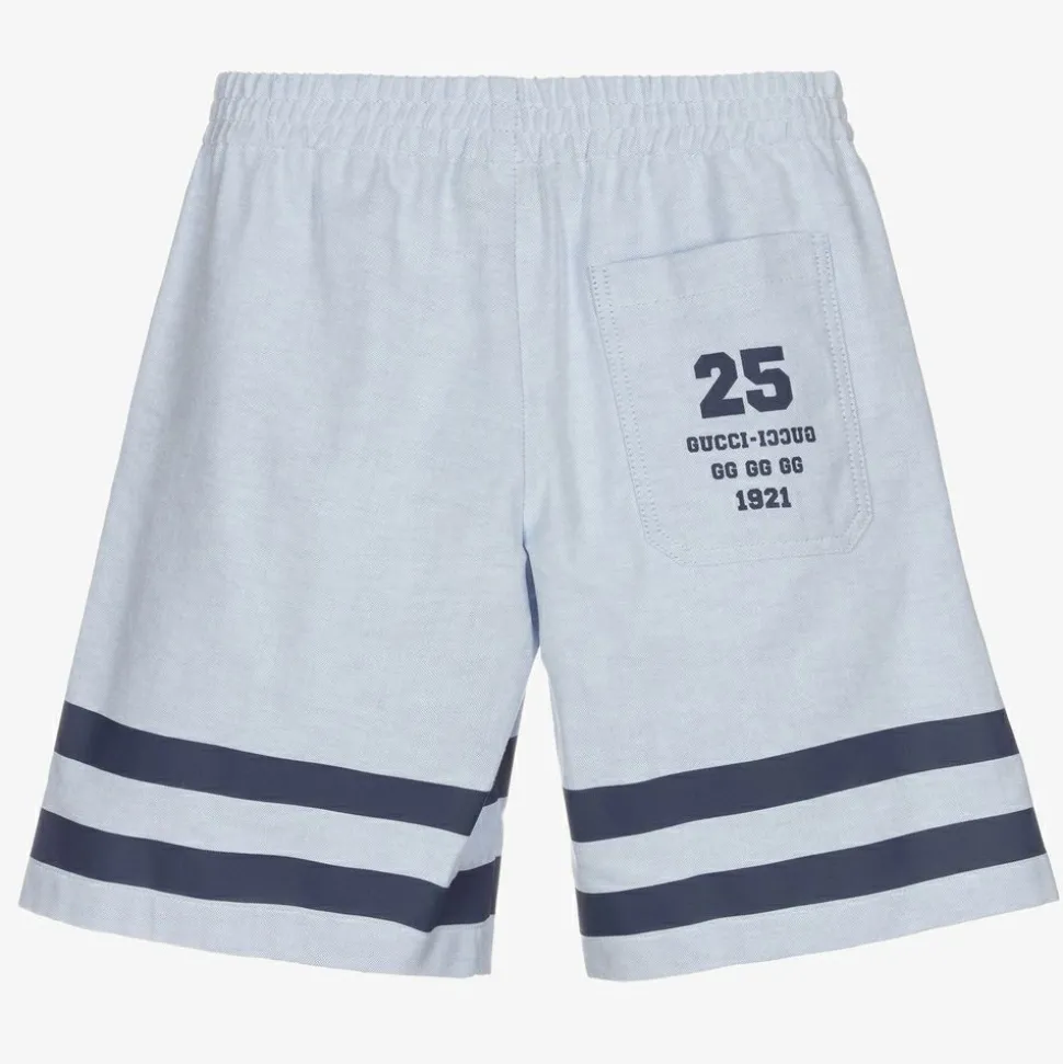 Boys Blue Oxford Cotton Shorts