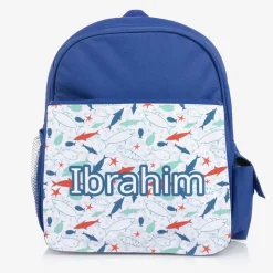 Boys Blue Personalised Shark Backpack (30cm)