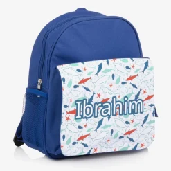 Boys Blue Personalised Shark Backpack (30cm)