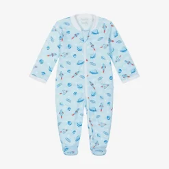 Boys Blue Pima Cotton Galaxy Babygrow