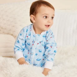 Boys Blue Pima Cotton Galaxy Babygrow