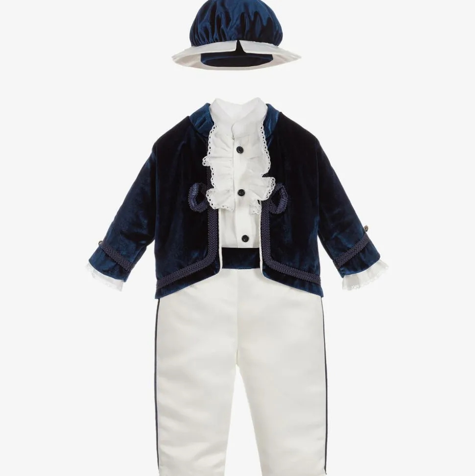 Boys Blue Satin & Velvet Suit