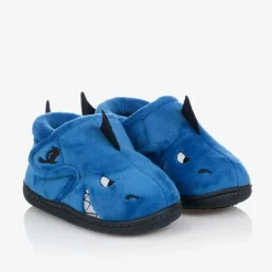 Boys Blue Shark Velcro Slippers