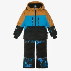 Boys Blue Storm Print Snowsuit & Snood Set