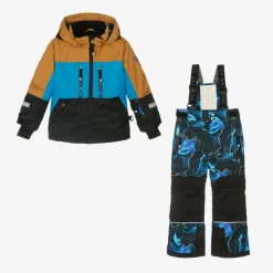 Boys Blue Storm Print Snowsuit & Snood Set