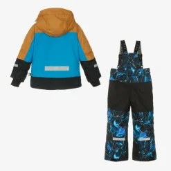 Boys Blue Storm Print Snowsuit & Snood Set