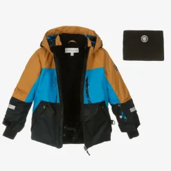 Boys Blue Storm Print Snowsuit & Snood Set